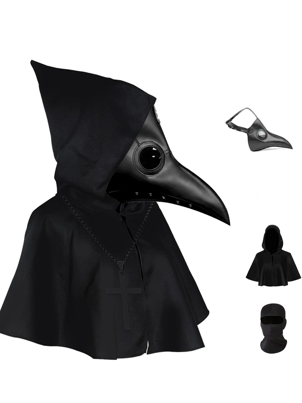 Brand New Plague Doctor Halloween Costume Set with Mask and Cape